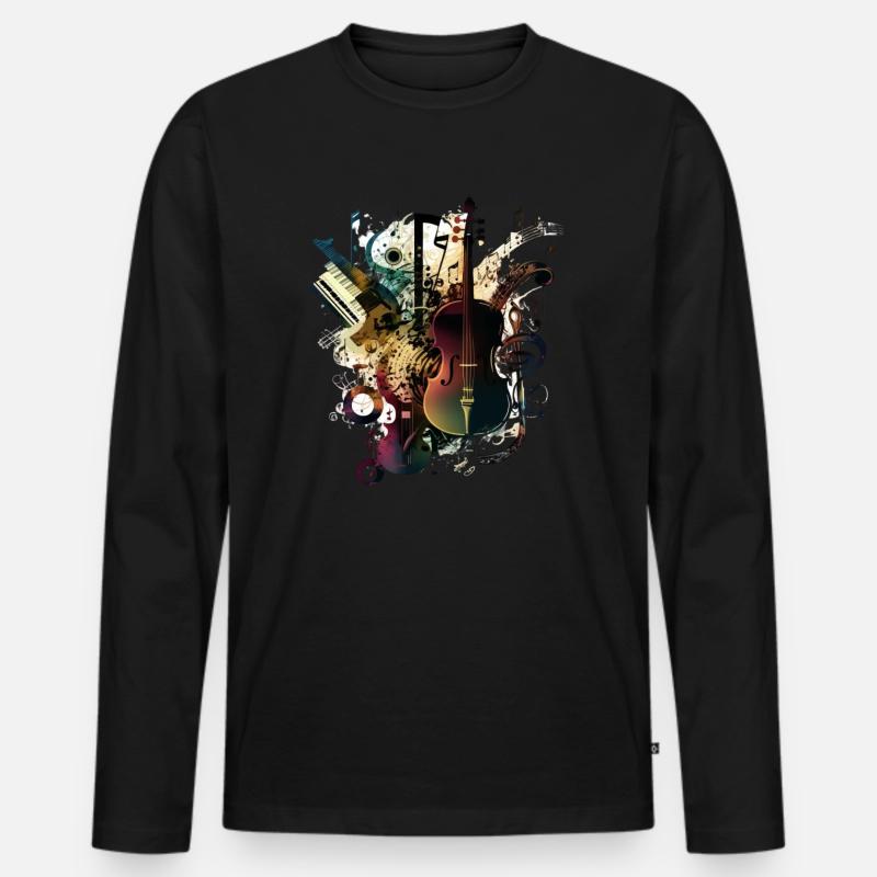 Musik - Männer Premium Bio Langarmshirt - Schwarz