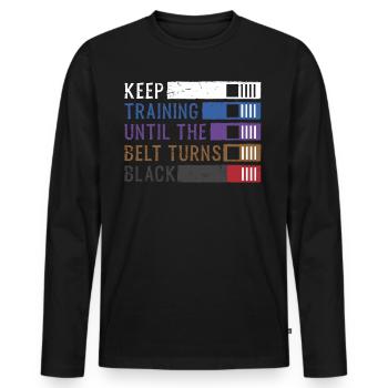 Continuez à vous entraîner jusqu’à ce que la ceinture devienne Black Jiu Jitsu - T-shirt manches longues Premium bio Homme - noir - Devant - Nico (187cm)