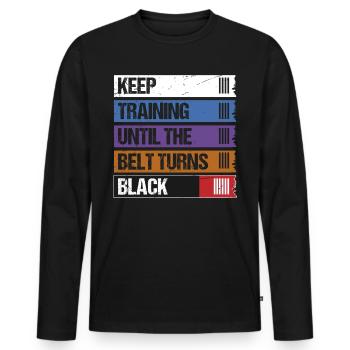 Continuez à vous entraîner jusqu’à ce que la ceinture devienne Black Jiu Jitsu - T-shirt manches longues Premium bio Homme - noir - Devant - Nico (187cm)