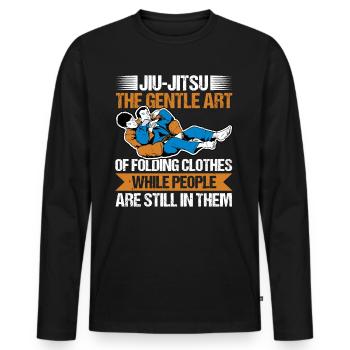 The Gentle Art Of Folding Clothes Funny Jiu Jitsu - Männer Premium Bio Langarmshirt - Schwarz - Vorne - Nico (187cm)