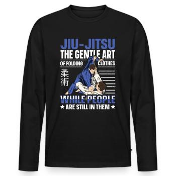 The Gentle Art Of Folding Clothes Funny Jiu Jitsu - Männer Premium Bio Langarmshirt - Schwarz - Vorne - Nico (187cm)