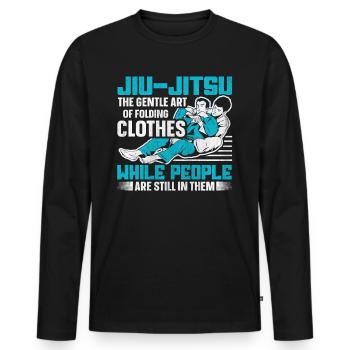 The Gentle Art Of Folding Clothes Funny Jiu Jitsu - Männer Premium Bio Langarmshirt - Schwarz - Vorne - Nico (187cm)