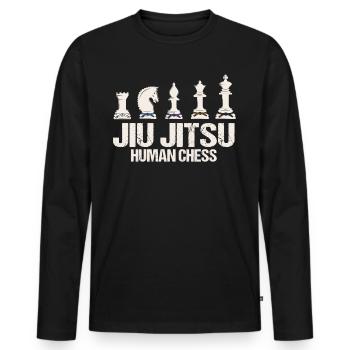 Jiu-Jitsu Human Chess Funny Jiu Jitsu - Men's Premium Organic Long Sleeve Shirt - black - Front - Nico (187cm)