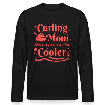 Curling Mom like a regular Mom but cooler - Männer Premium Bio Langarmshirt - Schwarz - Vorne - Nico (187cm)