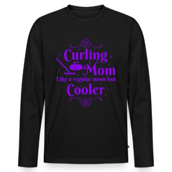Curling Mom like a regular Mom but cooler - Männer Premium Bio Langarmshirt - Schwarz - Vorne - Nico (187cm)
