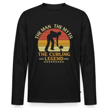 L’homme Le mythe La légende du curling Curling Retro Curling - T-shirt manches longues Premium bio Homme - noir - Devant - Nico (187cm)