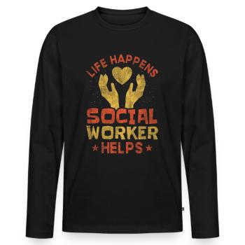 La vie se passe Un travailleur social aide Sozialarbeiter - T-shirt manches longues Premium bio Homme - noir - Devant - Nico (187cm)