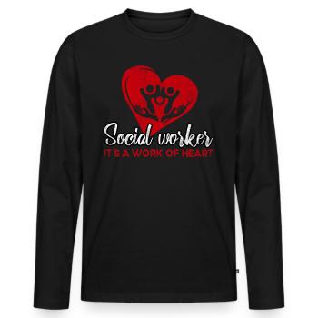 Difference Maker Proud Social Worker - Men's Premium Organic Long Sleeve Shirt - black - Front - Nico (187cm)