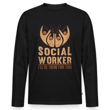 Je serai là pour toi Travailleur social - T-shirt manches longues Premium bio Homme - noir - Devant - Nico (187cm)