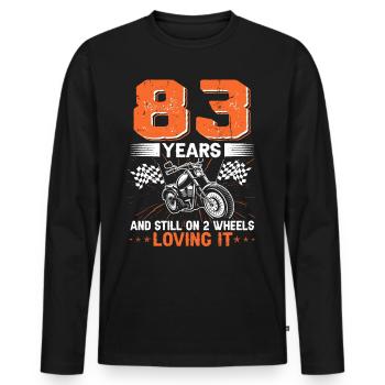 83 ans et toujours sur 2 roues 83e anniversaire - T-shirt manches longues Premium bio Homme - noir - Devant - Nico (187cm)