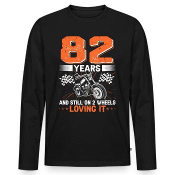 82 ans et toujours sur 2 roues 82e anniversaire - T-shirt manches longues Premium bio Homme - noir - Devant - Nico (187cm)