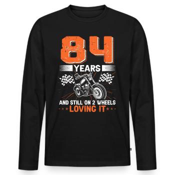 84 ans et toujours sur 2 roues 84e anniversaire - T-shirt manches longues Premium bio Homme - noir - Devant - Nico (187cm)