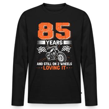 85 ans et toujours sur 2 roues 85e anniversaire - T-shirt manches longues Premium bio Homme - noir - Devant - Nico (187cm)