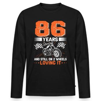 86 ans et toujours sur 2 roues 86e anniversaire - T-shirt manches longues Premium bio Homme - noir - Devant - Nico (187cm)