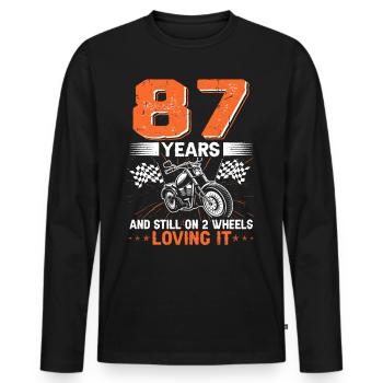 87 ans et toujours sur 2 roues 87e anniversaire - T-shirt manches longues Premium bio Homme - noir - Devant - Nico (187cm)