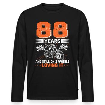 88 ans et toujours sur 2 roues 88e anniversaire - T-shirt manches longues Premium bio Homme - noir - Devant - Nico (187cm)
