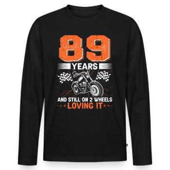 89 ans et toujours sur 2 roues 89e anniversaire - T-shirt manches longues Premium bio Homme - noir - Devant - Nico (187cm)