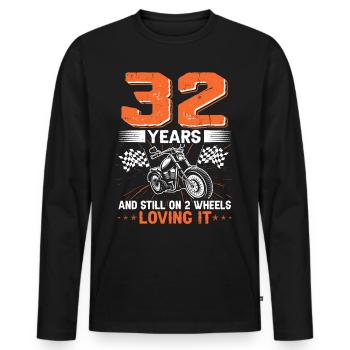 32 ans et toujours sur 2 roues 32e anniversaire - T-shirt manches longues Premium bio Homme - noir - Devant - Nico (187cm)