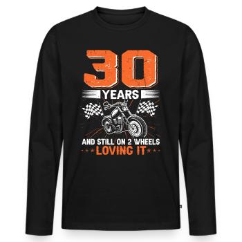 30 ans et toujours sur 2 roues 30e anniversaire - T-shirt manches longues Premium bio Homme - noir - Devant - Nico (187cm)