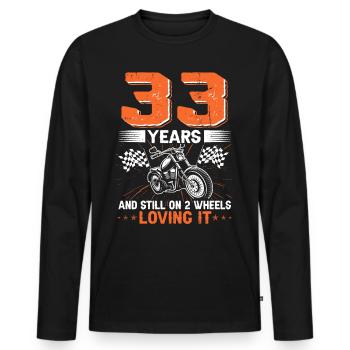 33 ans et toujours sur 2 roues 33e anniversaire - T-shirt manches longues Premium bio Homme - noir - Devant - Nico (187cm)