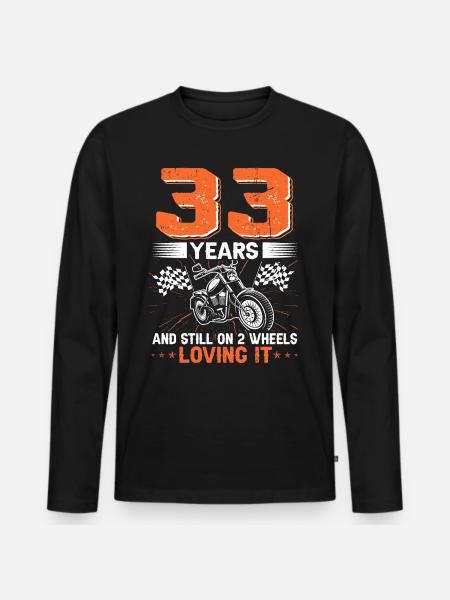 33 Years And Still On 2 Wheels 33th Birthday - Premium økologisk langærmet T-shirt til mænd - sort