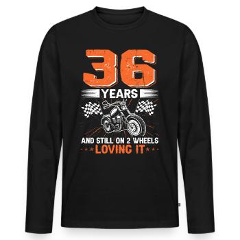 36 ans et toujours sur 2 roues 36e anniversaire - T-shirt manches longues Premium bio Homme - noir - Devant - Nico (187cm)