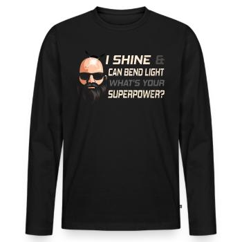 Être chauve avec une barbe Papa chauve - T-shirt manches longues Premium bio Homme - noir - Devant - Nico (187cm)