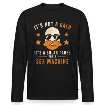 Être chauve avec une barbe Papa chauve - T-shirt manches longues Premium bio Homme - noir - Devant - Nico (187cm)