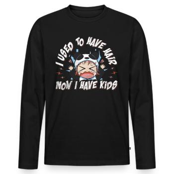 Être chauve avec une barbe Papa chauve - T-shirt manches longues Premium bio Homme - noir - Devant - Nico (187cm)