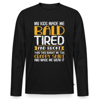 Being Bald Bald Guy With A Beard Bald Dad - Men's Premium Organic Long Sleeve Shirt - black - Front - Nico (187cm)