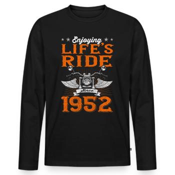 Enjoying Life's Ride Since 1952 Motorcycle 71th - Men's Premium Organic Long Sleeve Shirt - black - Front - Nico (187cm)