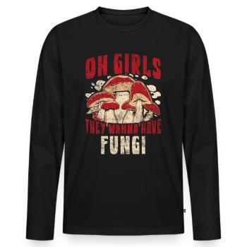 Oh les filles, ils veulent avoir des champignons butineurs de champignons - T-shirt manches longues Premium bio Homme - noir - Devant - Nico (187cm)