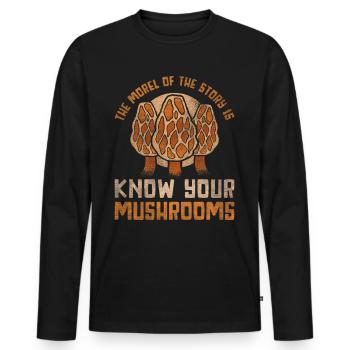 La morille de l’histoire est de connaître vos champignons - T-shirt manches longues Premium bio Homme - noir - Devant - Nico (187cm)