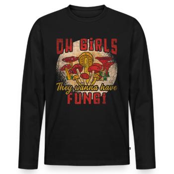 Oh les filles, ils veulent avoir des champignons butineurs de champignons - T-shirt manches longues Premium bio Homme - noir - Devant - Nico (187cm)