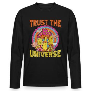 Faites confiance à l’univers Hippie Mushroom - T-shirt manches longues Premium bio Homme - noir - Devant - Nico (187cm)