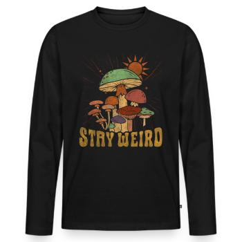 Restez bizarre Hippie Mushroom - T-shirt manches longues Premium bio Homme - noir - Devant - Nico (187cm)