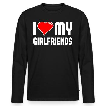 I love My Girlfriends Polygamy Men Women - Men's Premium Organic Long Sleeve Shirt - black - Front - Nico (187cm)