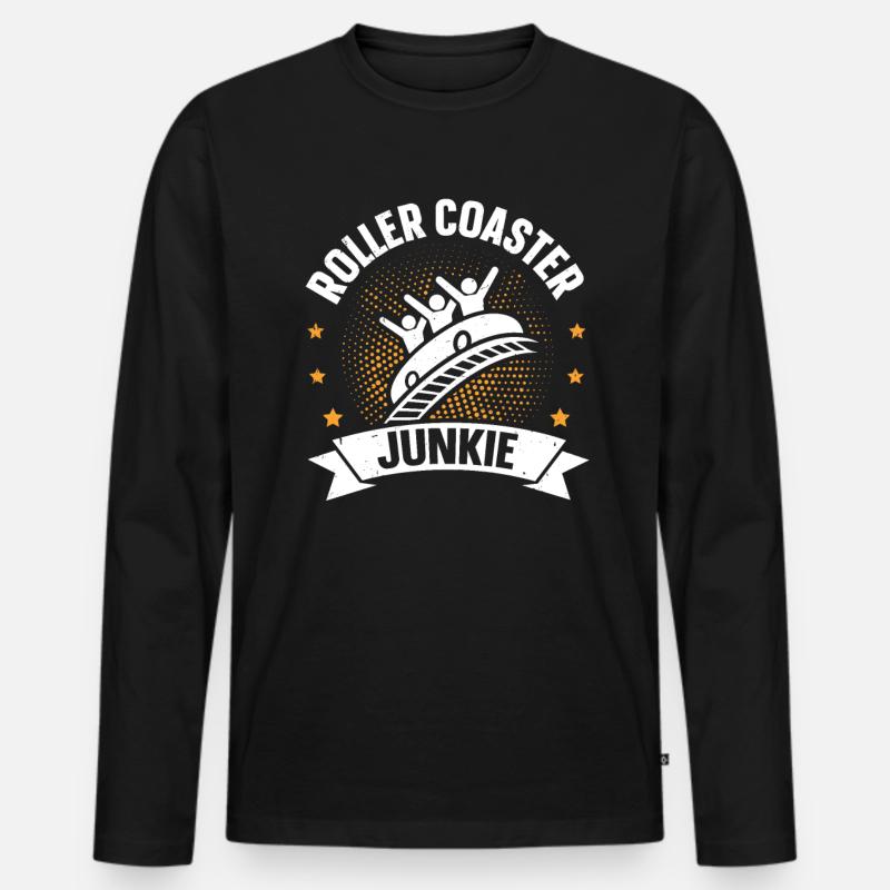 Roller Coaster Junkie Roller Coaster - Männer Premium Bio Langarmshirt - Schwarz