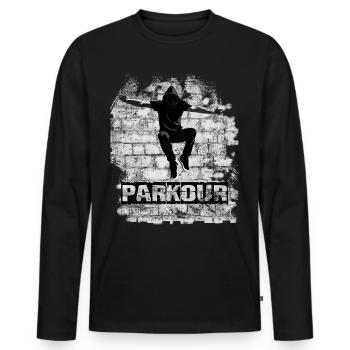 Parkour - T-shirt manches longues Premium bio Homme - noir - Devant - Nico (187cm)