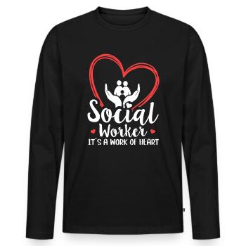 Social Worker Its A Work of Heart Social Worker - Männer Premium Bio Langarmshirt - Schwarz - Vorne - Nico (187cm)