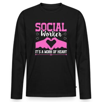 Social Worker Its A Work of Heart Social Worker - Männer Premium Bio Langarmshirt - Schwarz - Vorne - Nico (187cm)
