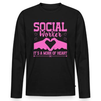 Social Worker Its A Work of Heart Social Worker - Männer Premium Bio Langarmshirt - Schwarz - Vorne - Nico (187cm)