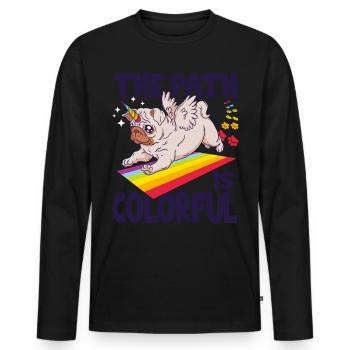 The Path Is Colorful Cute LGBTQ Pride Rainbow - Men's Premium Organic Long Sleeve Shirt - black - Front - Nico (187cm)
