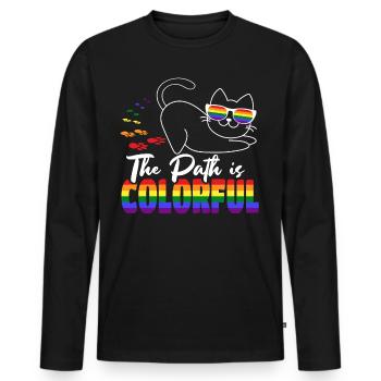 The Path Is Colorful Cute LGBTQ Pride Rainbow - Men's Premium Organic Long Sleeve Shirt - black - Front - Nico (187cm)