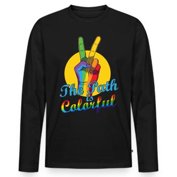 The Path Is Colorful Cute LGBTQ Pride Rainbow - Männer Premium Bio Langarmshirt - Schwarz - Vorne - Nico (187cm)