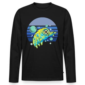 Tardigrade Blue Retro - Men's Premium Organic Long Sleeve Shirt - black - Front - Nico (187cm)