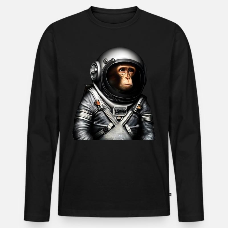 Singe astronaute de l’espace - T-shirt manches longues Premium bio Homme - noir
