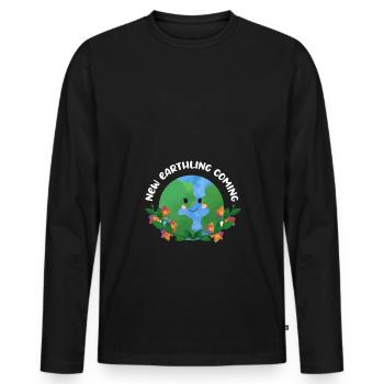 New Earthling Coming - Baby Announcement - Men's Premium Organic Long Sleeve Shirt - black - Front - Nico (187cm)