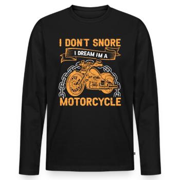 Je ne ronfle pas Je rêve que je suis un motard moto - T-shirt manches longues Premium bio Homme - noir - Devant - Nico (187cm)