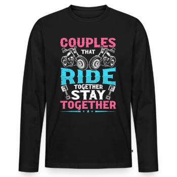 Couples That Ride Together Stay Together Biker - Männer Premium Bio Langarmshirt - Schwarz - Vorne - Nico (187cm)